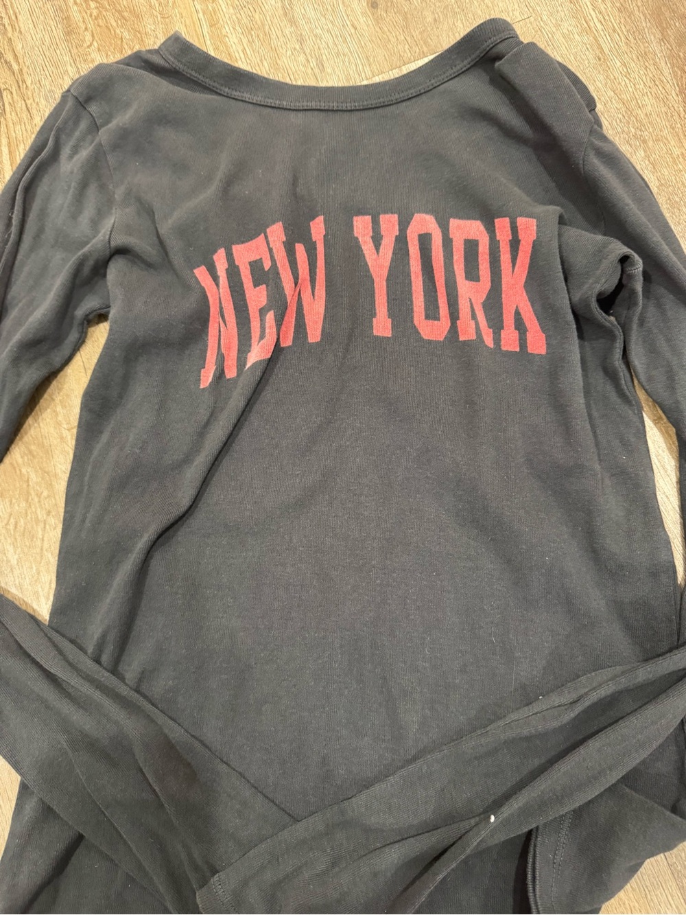 Brandy Melville Black Long Sleeve Tee with Red "New York" Print